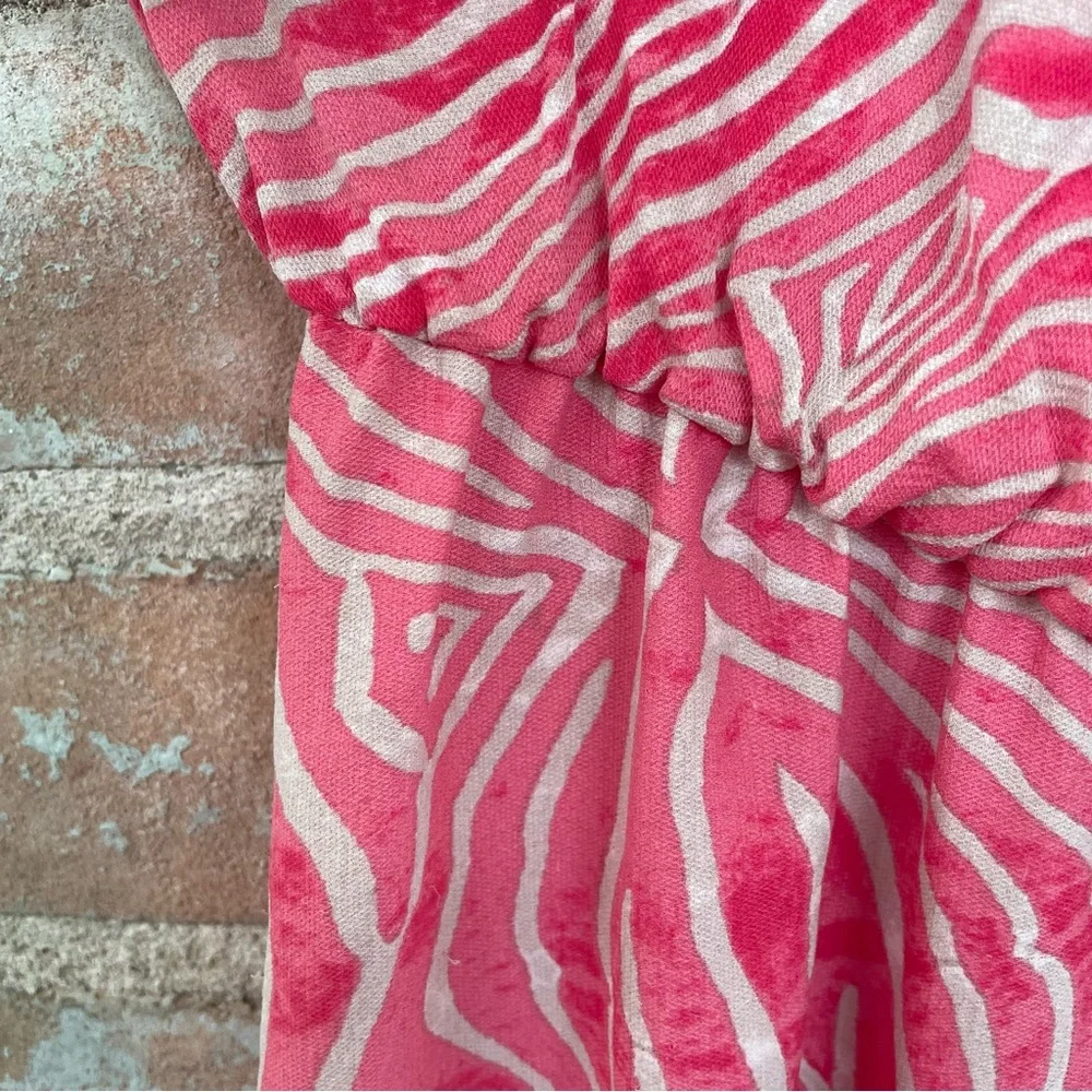 Alice + Olivia Pilar Pink Zebra Print Silk Blouson Tank Dress Elastic Waist XS - Picture 9 of 10